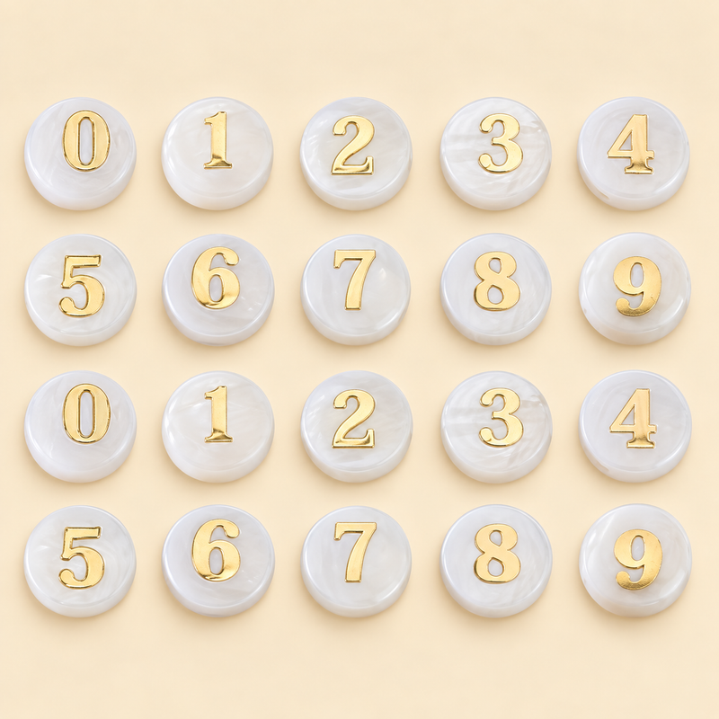 Shell/Resin Circular 6MM Numbers